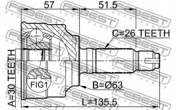 ШРУС FEBEST 0310-060 - Фото 1