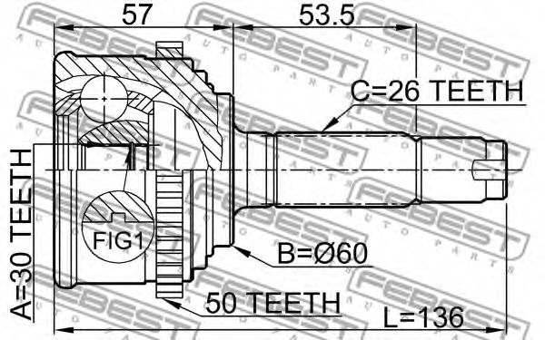 ШРУС FEBEST 0310-CF4A50 - Фото 1