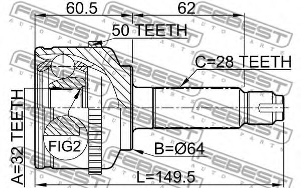 ШРУС FEBEST 0310-CGA50 - Фото 1