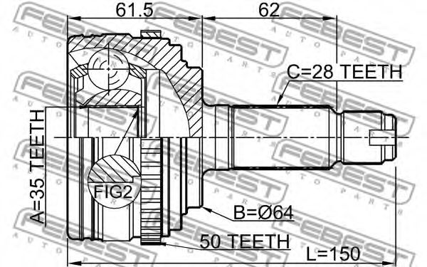 ШРУС FEBEST 0310-RBA50 - Фото 1