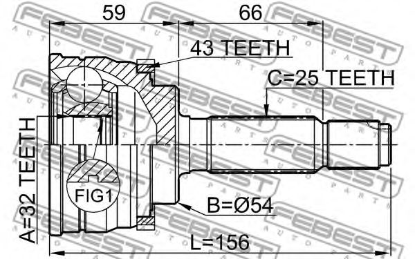 ШРУС FEBEST 0410-034A43 - Фото 1