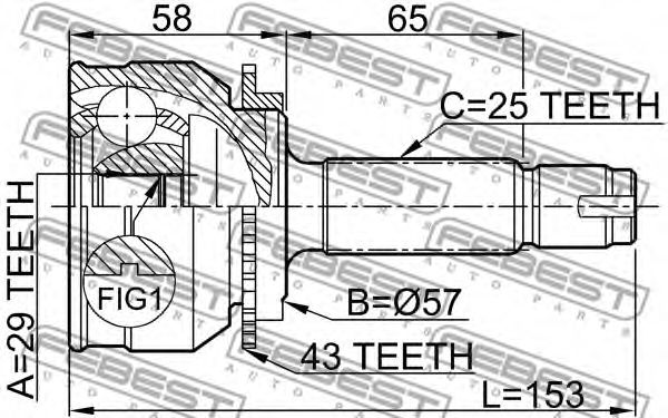 ШРУС FEBEST 0410-038A43 - Фото 1