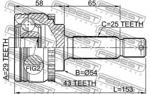 ШРУС FEBEST 0410-CJA43 - Фото 1