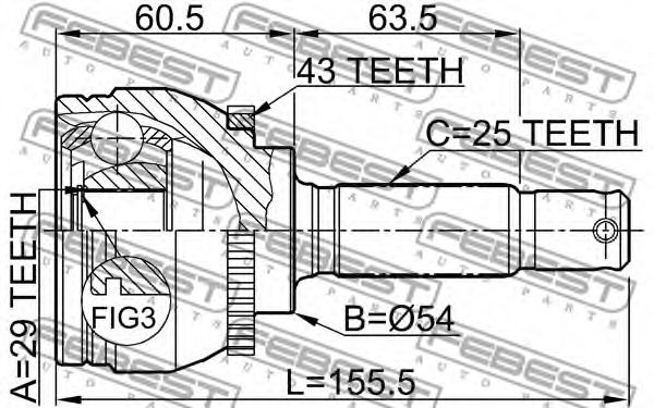 ШРКШ FEBEST 0410-DA2A43 - Фото 1