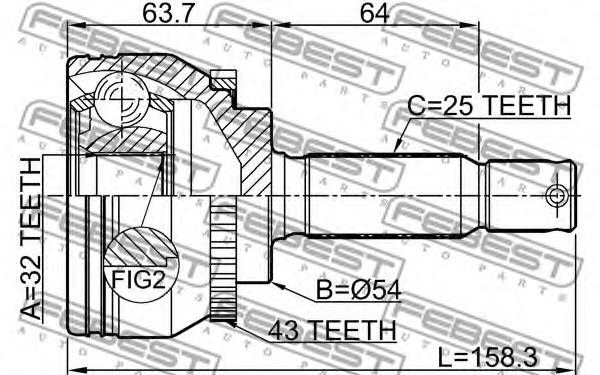 ШРУС FEBEST 0410-EA3A43 - Фото 1
