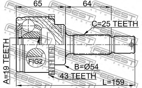 ШРУС FEBEST 0410-H66A43 - Фото 1