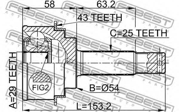 ШРУС FEBEST 0410-H76A43 - Фото 1