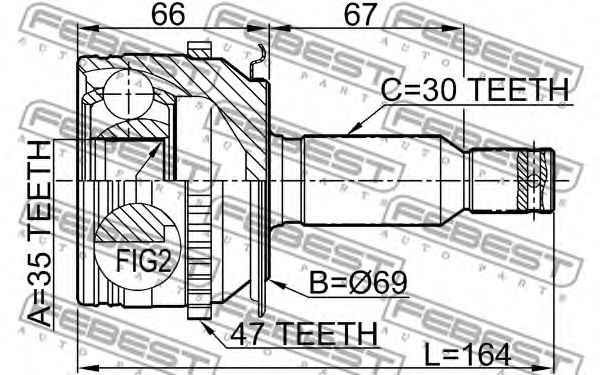 ШРУС FEBEST 0410-KB4A47 - Фото 1