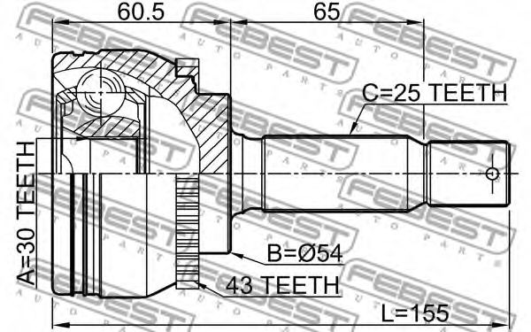 ШРУС FEBEST 0410-N94A43 - Фото 1