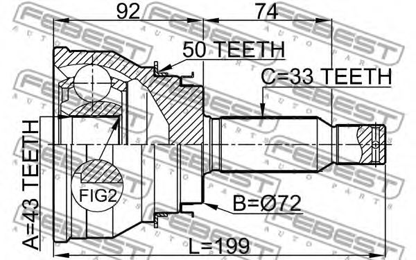 ШРУС FEBEST 0410-V75RA50 - Фото 1