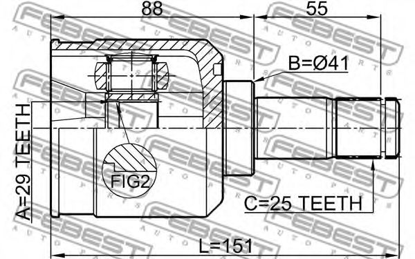 ШРУС FEBEST 0411-CY2AT - Фото 1