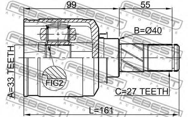 ШРУС FEBEST 0411-CY34AT - Фото 1
