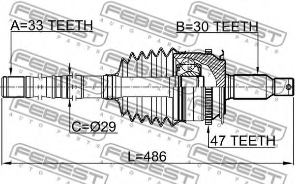 ШРУС FEBEST 0414-KB4A47L - Фото 1