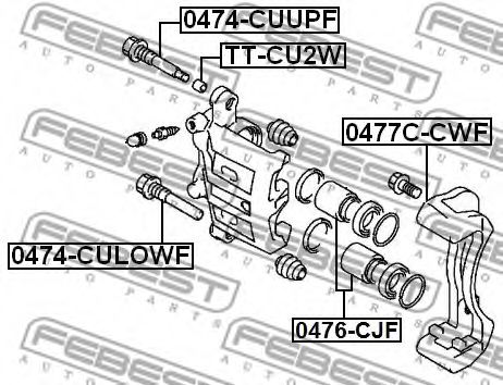 Комплект поддержки корпуса скобы тормоза FEBEST 0477C-CWF - Фото 1