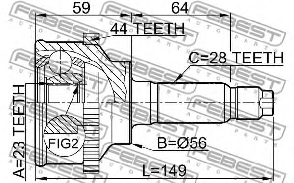 ШРУС FEBEST 0510-018A44 - Фото 1
