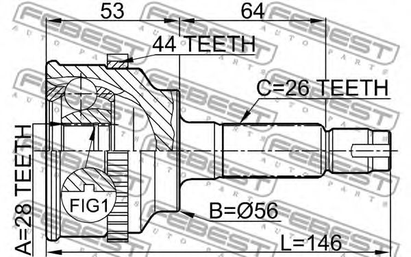 ШРУС FEBEST 0510-034A44 - Фото 1
