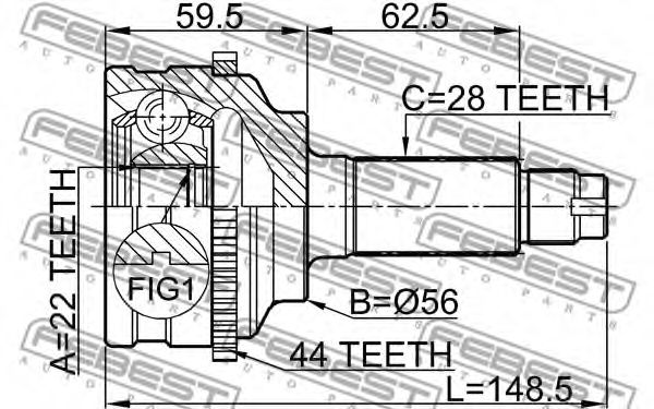 ШРУС FEBEST 0510-038A44 - Фото 1