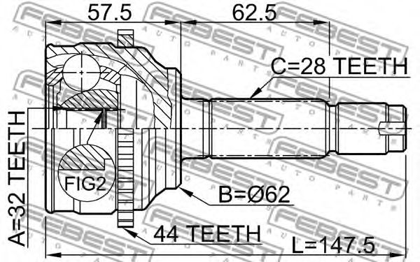 ШРУС FEBEST 0510-044A44 - Фото 1