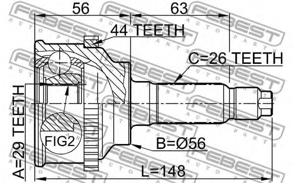 ШРУС FEBEST 0510-045A44 - Фото 1