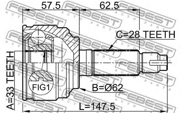 ШРУС FEBEST 0510-052 - Фото 1