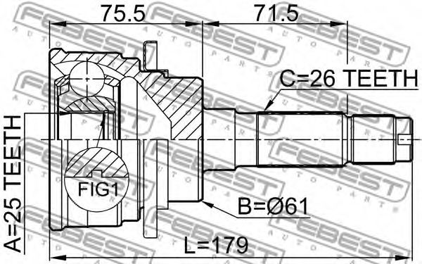 ШРУС FEBEST 0510-B25 - Фото 1