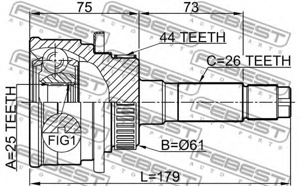 ШРУС FEBEST 0510-B25A44 - Фото 1