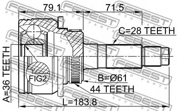 ШРУС FEBEST 0510-BT50A44 - Фото 1