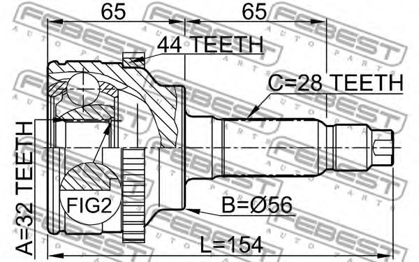 ШРУС FEBEST 0510-GEUSA44 - Фото 1
