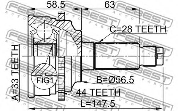 ШРУС FEBEST 0510-M6A44 - Фото 1