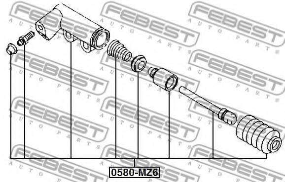 Рабочий цилиндр сцепления FEBEST 0580-MZ6 - Фото 1