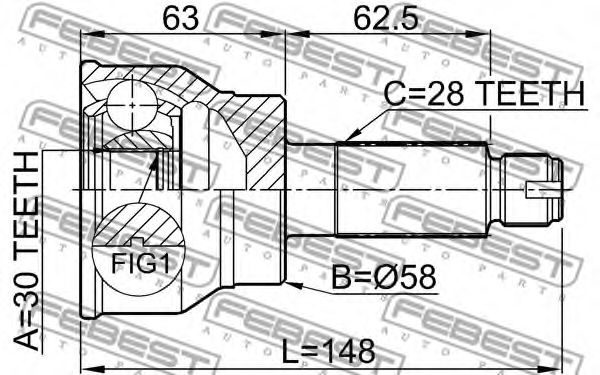 ШРУС FEBEST 0710-036 - Фото 1