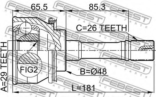 ШРУС FEBEST 0710-GVSQ - Фото 1
