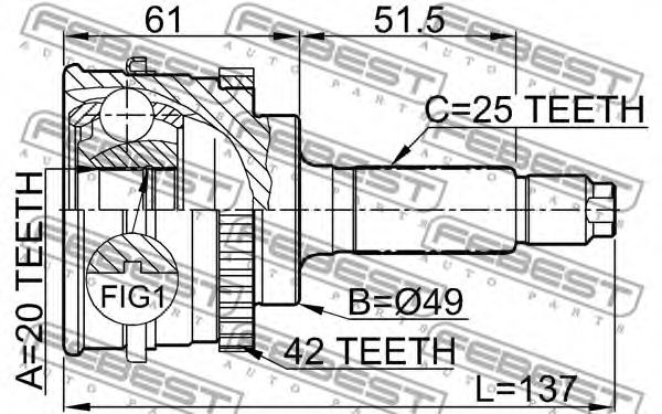 ШРУС FEBEST 0710-SY415A42 - Фото 1