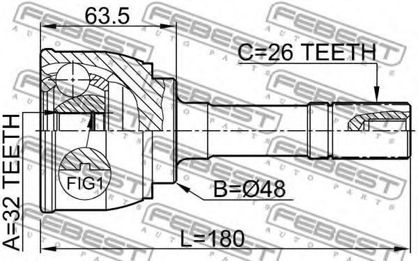 ШРУС FEBEST 0710-XL7 - Фото 1