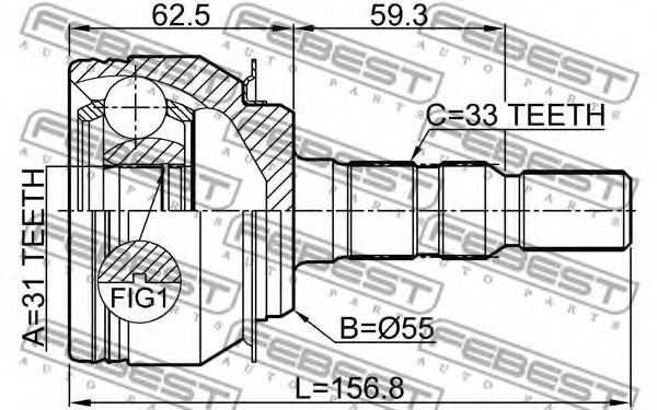 ШРУС FEBEST 1010-J300 - Фото 1