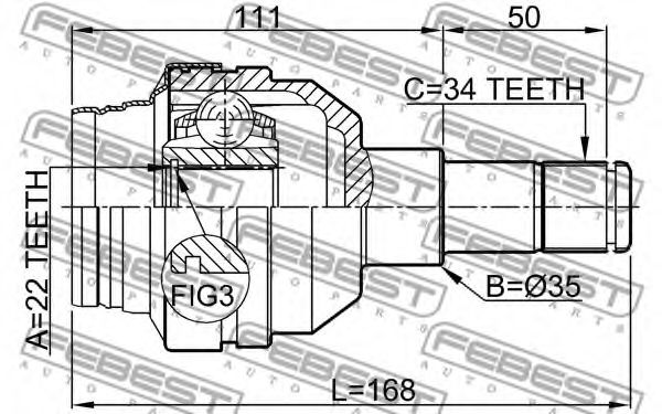 ШРУС FEBEST 1011-C100R - Фото 1