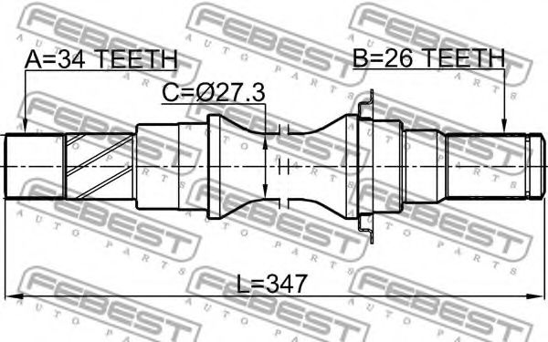Приводной вал FEBEST 1012-V200MTRH - Фото 1