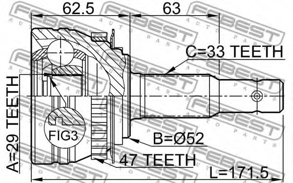 ШРУС FEBEST 1110-ESPA47 - Фото 1