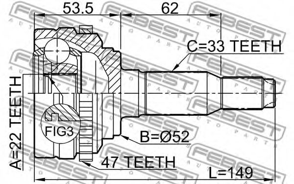 ШРУС FEBEST 1110-J200A47 - Фото 1