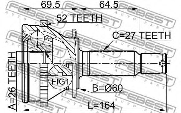 ШРУС FEBEST 1210-SFA52 - Фото 1