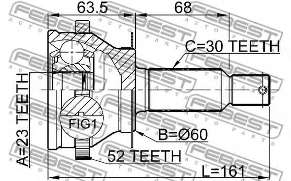 ШРУС FEBEST 1210-SFCLRRA52 - Фото 1