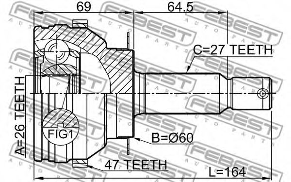 ШРУС FEBEST 1210-SON20A47 - Фото 1
