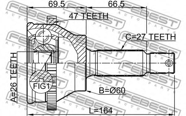 ШРУС FEBEST 1210-SON25A47 - Фото 1