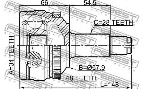 ШРУС FEBEST 1410-NAA48 - Фото 1