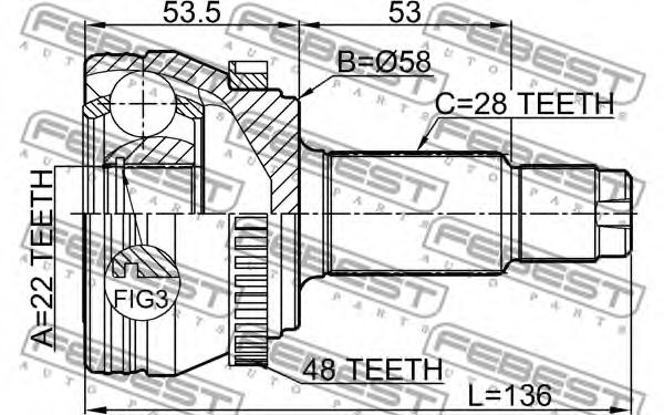 ШРУС FEBEST 1410-NACTRA48 - Фото 1