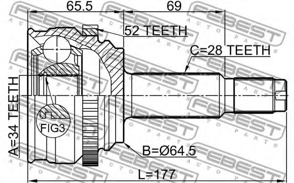 ШРУС FEBEST 1410-RODA52 - Фото 1