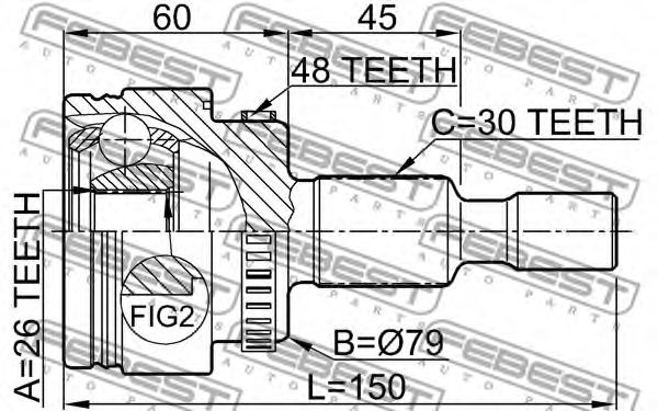 ШРУС FEBEST 1610-163A48 - Фото 1