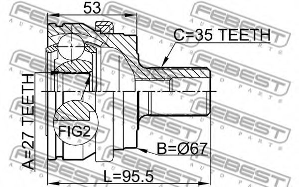 ШРУС FEBEST 1610-203 - Фото 1