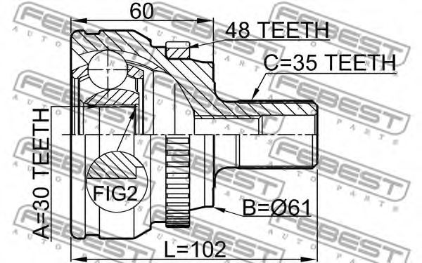 ШРУС FEBEST 1610-210A48 - Фото 1