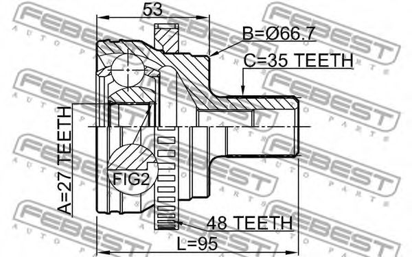 ШРУС FEBEST 1610-220A48 - Фото 1